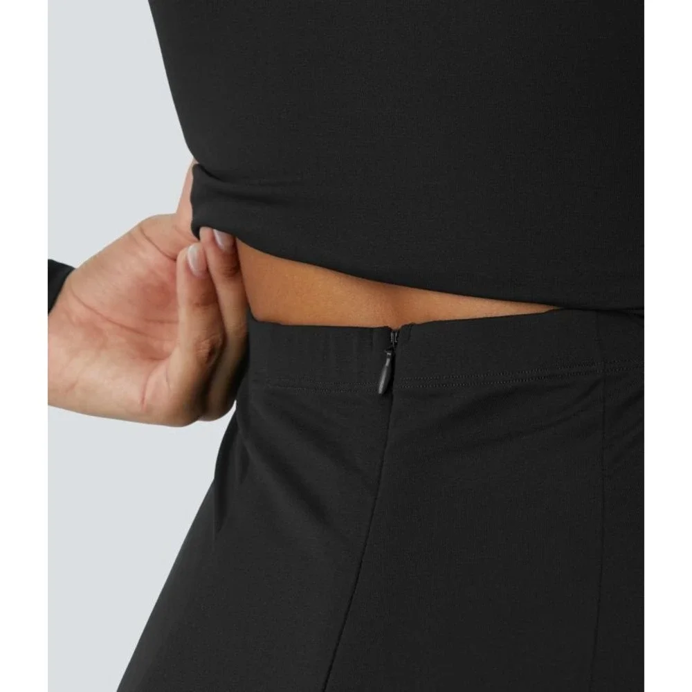 NWT HALARA Long Sleeve Pocket Wide Leg Jumpsuit-Easy Peezy, Black, Size XS